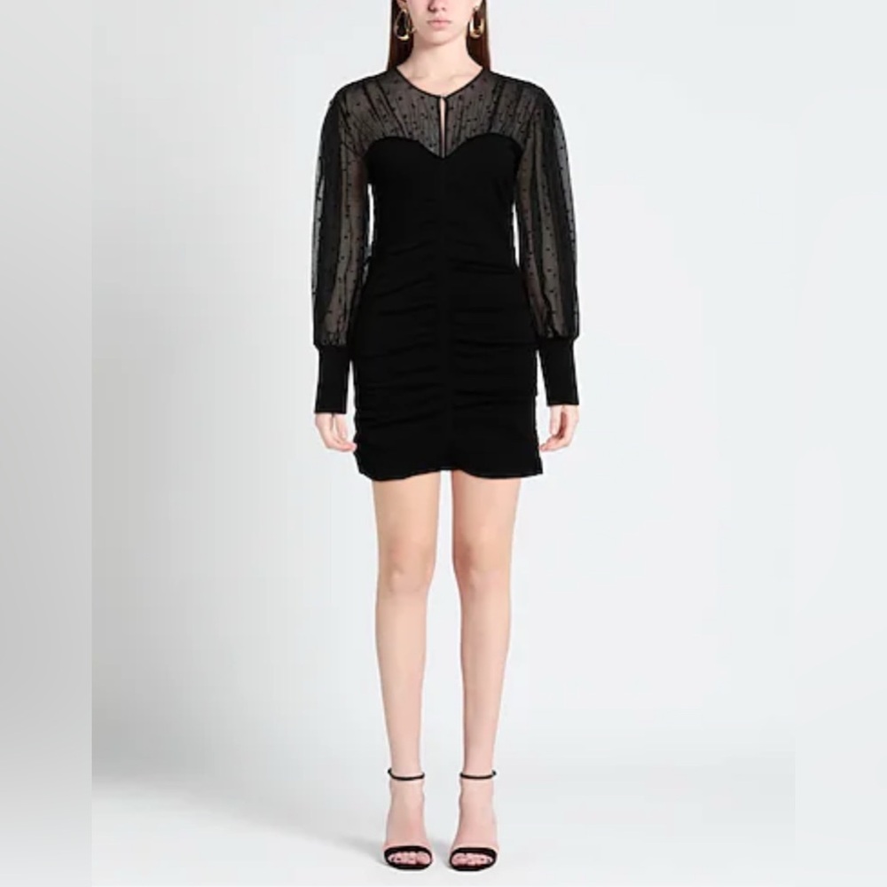 NWT Sandro Balmora Bustier Dot Mini Black Dress Size FR 36 / US 4